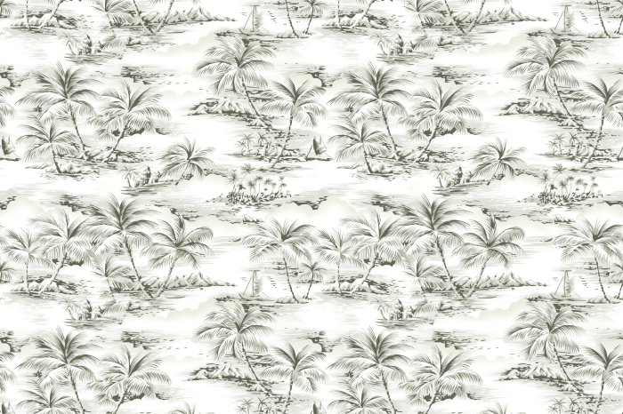 Fototapete Schwarz-weiße Palmen in den Tropen