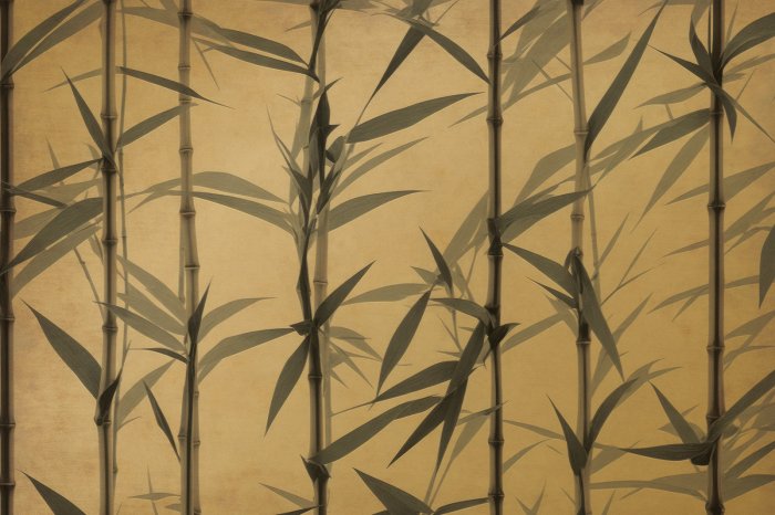 Fototapete Bambussprossen auf gelbem Hintergrund