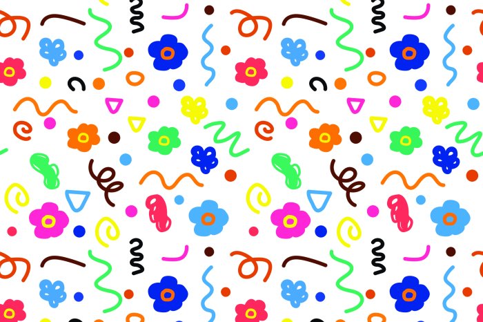 Fototapete Kinder-Muster mit Blumen und Formen