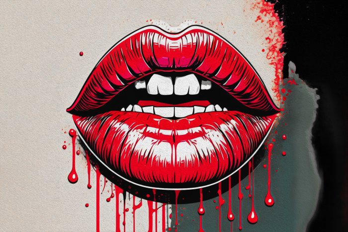 Fototapete Rote weibliche Lippen im Pop-Art-Stil