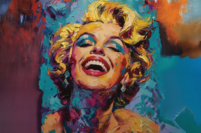 Fototapete Lächelnde Marilyn Monroe in Aquarell