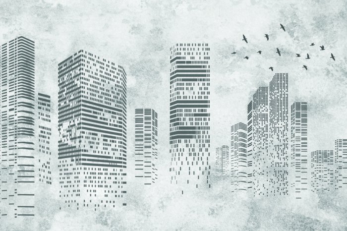 Fototapete Zeichnung von New York auf Beton