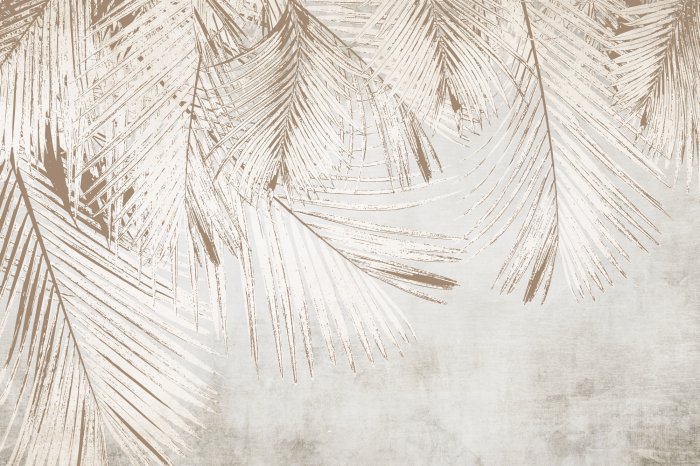 Fototapete Beige Palmblätter auf Beton