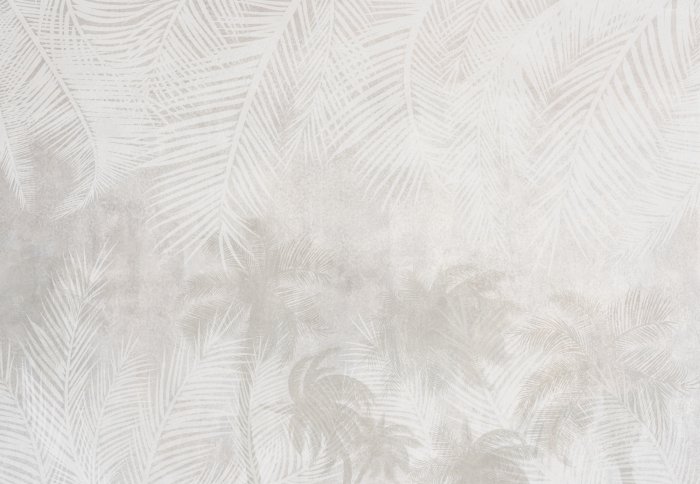 Fototapete Palmen und Blätter vor einem Betonhintergrund