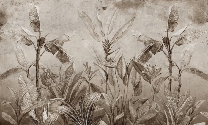 Fototapete Vintage-Motiv mit exotischer Dschungelvegetation
