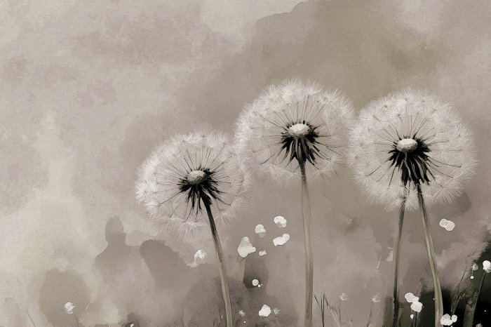 Fototapete Künstlerische Löwenzahn auf strukturiertem Hintergrund