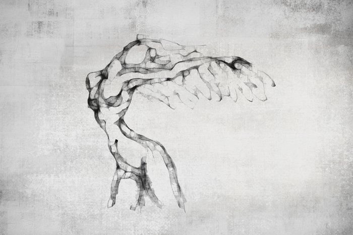 Fototapete Weibliche Silhouette im Aquarellstil auf grauem Betonhintergrund