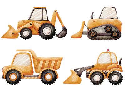Sticker Baumaschinen gelbe Bagger