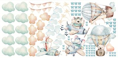 Sticker Tiere in Flugzeugen und Ballons
