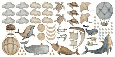 Sticker Wale Chmoren Schiffe und Ballons Muster für Kinder