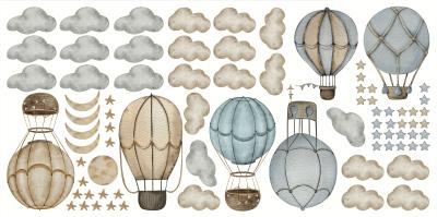 Sticker Ballons zwischen Wolken Sternen und Monden