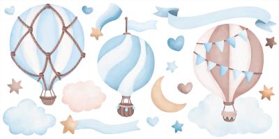 Sticker Ballons zwischen Wolken und Sternen am Himmel