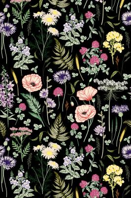 Sticker Wilde Blumen auf schwarzem Hintergrund