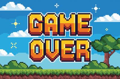 Sticker Schriftzug Game Over im Stil eines Computerspiels