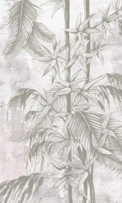 Sticker Bambusblätter und -stängel auf Betonhintergrund