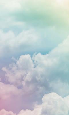 Sticker Bunte Wolken in Rosa- Blau- und Grüntönen