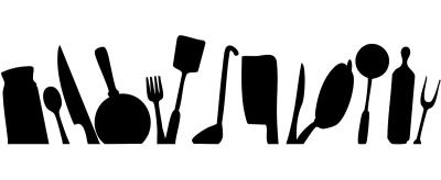 Sticker Schwarz-weißes Muster mit Küchenutensilien