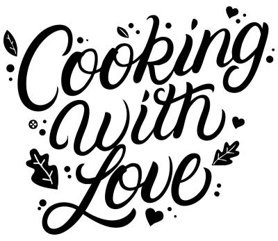 Sticker Stilisierter Schriftzug Cooking With Love