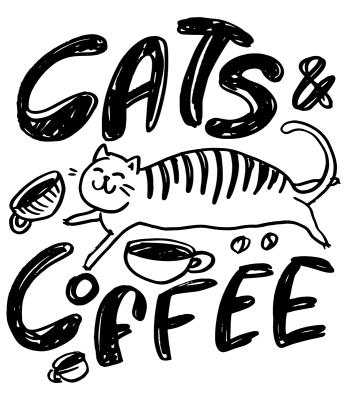 Sticker Illustration mit dem Schriftzug CATS & COFFEE