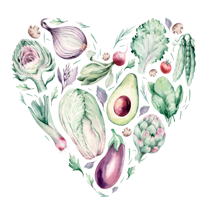 Bild Herzförmiges grünes und violettes Gemüse
