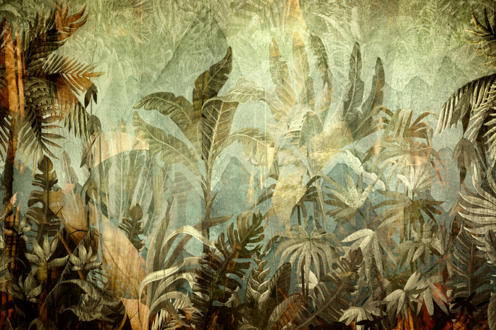 Bild Tropische Blätter in Grün- und Goldtönen