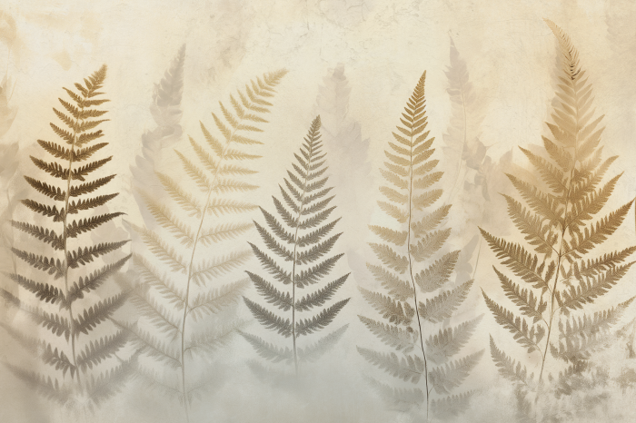 Bild Farnblätter im Nebel vor hellem Hintergrund