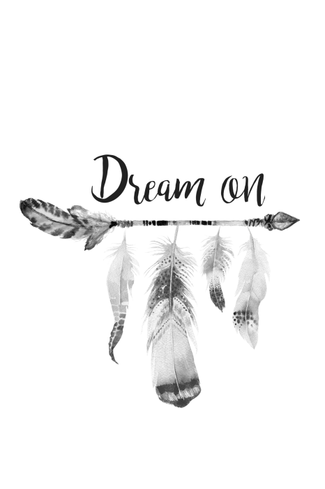 Bild Boho Feathers (1-part) - English Text on White Background