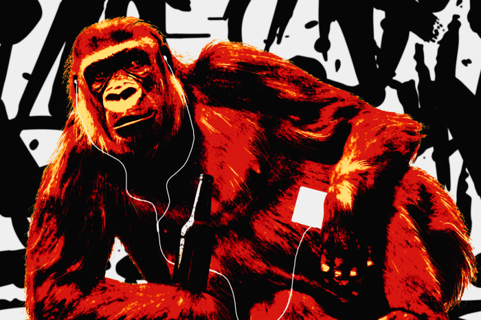 Bild Pop Art Monkey (1 Part) Narrow Red