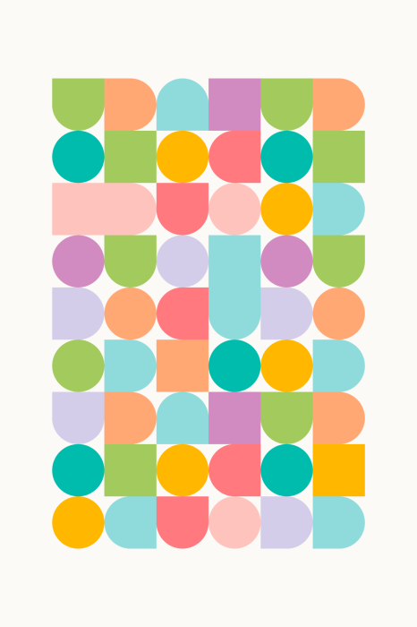 Bild Pastellfarbene Retro-Komposition aus Kreisen und Formen