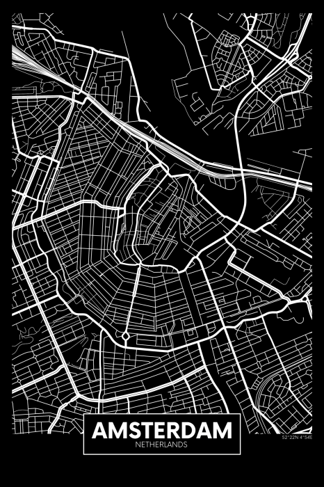 Bild Dark Map of Amsterdam (1 Part) Vertical