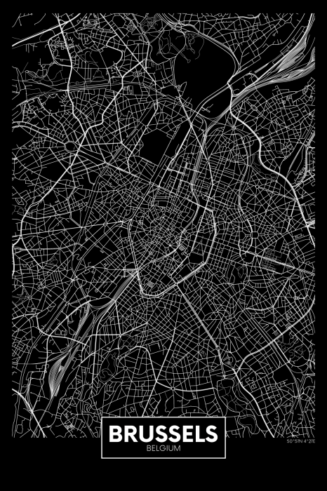 Bild Dark Map of Brussels (1 Part) Vertical