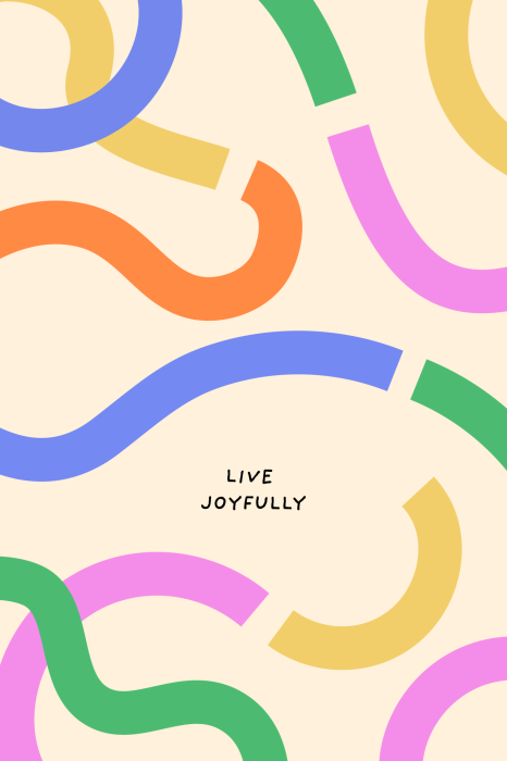 Bild Bunte Wellenlinien mit Text