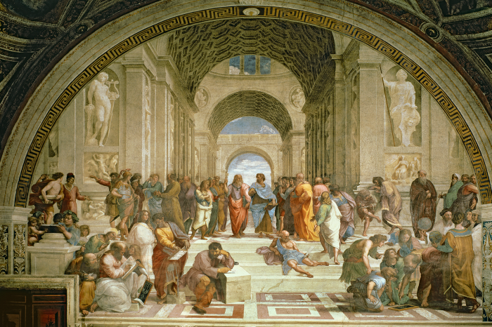 Bild Figuren großer Denker in einem Renaissance-Fresko