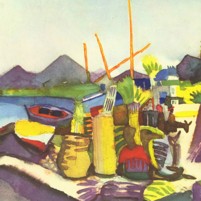 Bild Eine malerische Vision des Lebens am Wasser mit ausdrucksstarken Formen