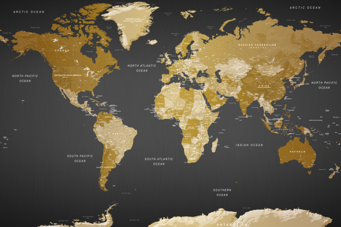 Bild Eine elegante politische Weltkarte auf schwarzem Hintergrund