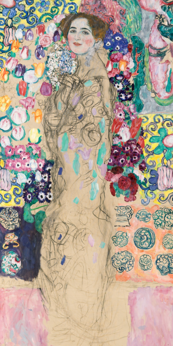 Bild Maria Munk in einem Porträt vor dekorativem Hintergrund