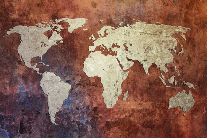 Bild Vintage-Weltkarte mit abgenutztem Papiereffekt