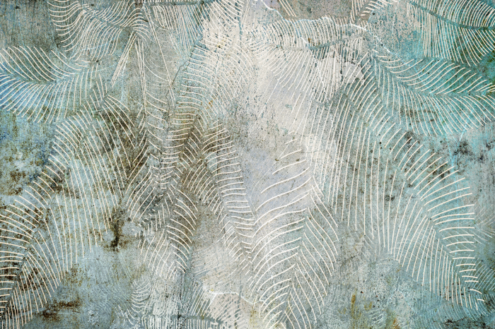 Bild Botanisches Muster mit Blättern auf Betonhintergrund