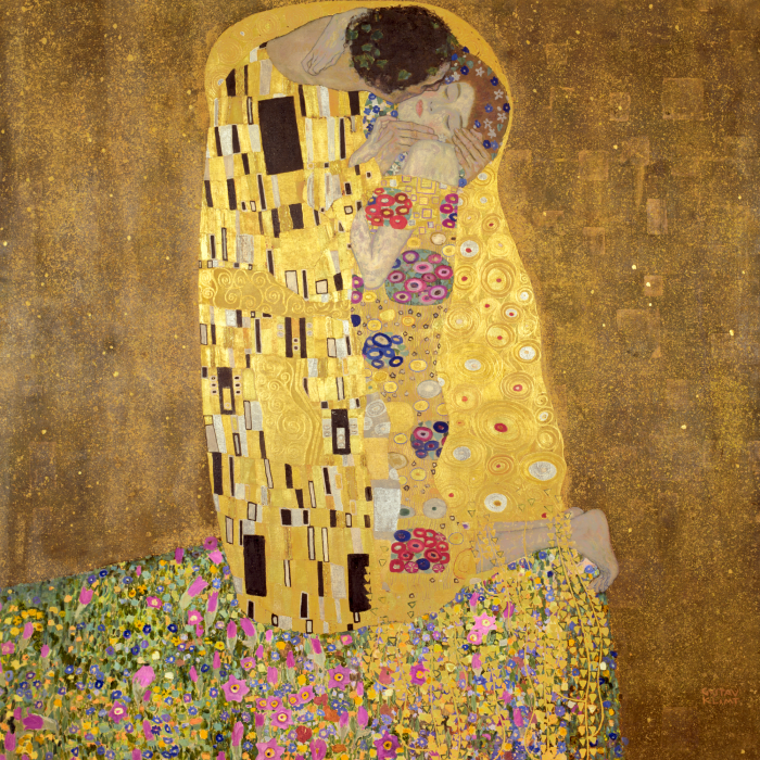 Bild Ein Liebespaar in einer goldenen Umarmung