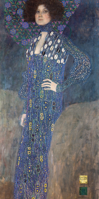 Bild Porträt von Emilie Flöge in einem dekorativen gemusterten Kleid