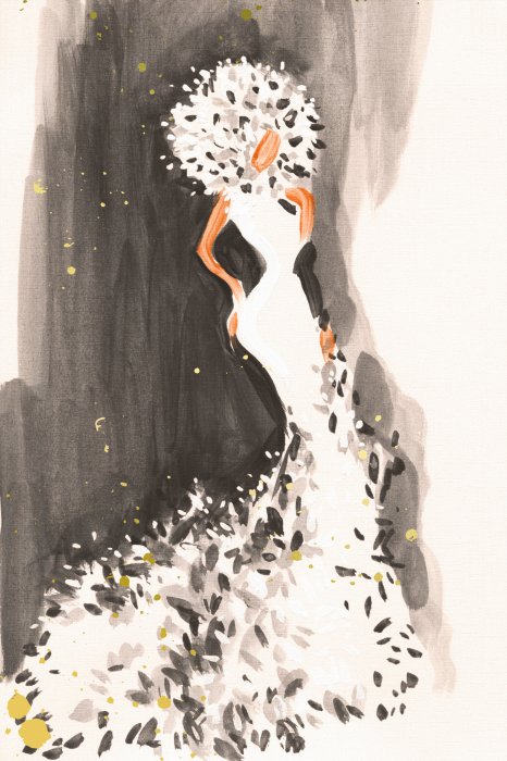 Bild Ein subtiles Aquarellporträt einer Frau im Kleid