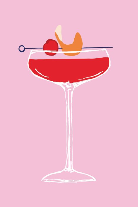 Bild Eine minimalistische Illustration eines Cocktails in einem Glas.
