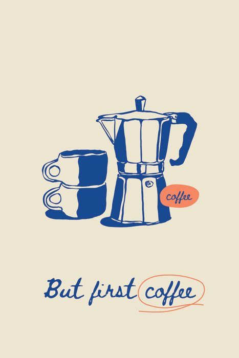 Bild Eine Porzellantasse mit aromatischem Kaffee und eine Kaffeekanne