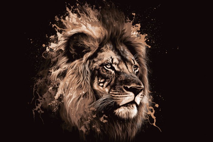 Bild Ein subtiles Aquarellporträt eines Löwen in warmen Brauntönen.