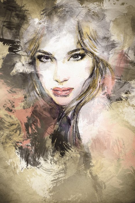 Bild Ein zartes Porträt einer Frau mit dunklem Haar