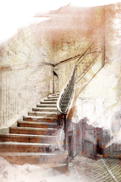 Poster Künstlerische Bühne mit heller Treppe