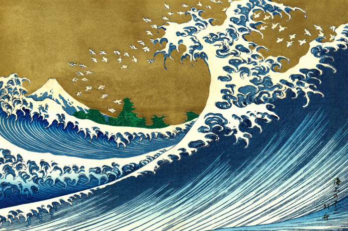 Poster Dynamische japanische Meereswelle