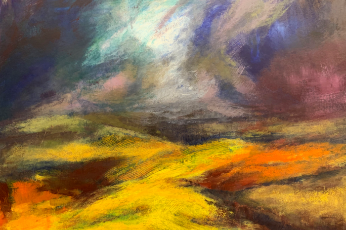 Poster Eine Hügellandschaft in ausdrucksstarkem Stil