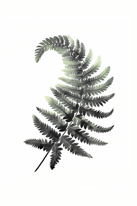 Poster Botanische Zeichnung eines Farnblatts