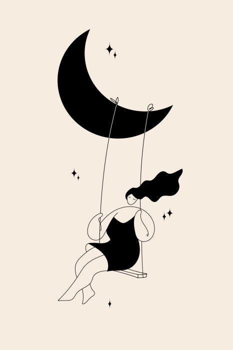 Poster Illustration einer Mondschaukel